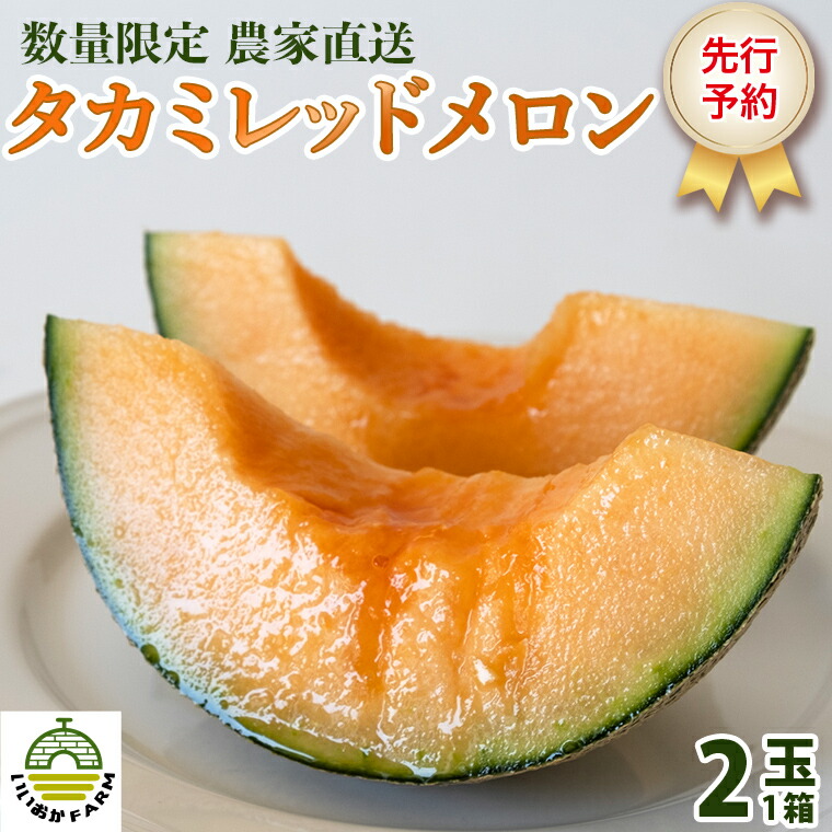 【ふるさと納税】【 令和7年産 】【 先行予約 】タカミレッドメロン 秀品 1箱 2玉入り 飯岡 メロン 貴味 タカミ 赤肉 果物 フルーツ 甘い