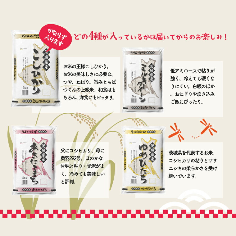 【ふるさと納税】令和4年産先行予約開始！緊急支援品訳ありお米4種食べくらべ20kg茨城県産毎月3000セット限定