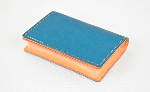 【ふるさと納税】【全7色】栃木なめし革の名刺入れ 約50枚納める 衣嚢4つ Card holder 02/青味/minca 416【雑貨 流行り物 一般受け おすすめ 】