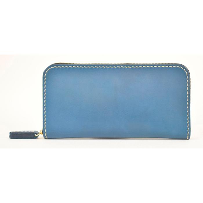 【ふるさと納税】栃木レザー使用|滑らか本革ラウンドファスナー長財布|Round zip wallet 01|ブルー|minca(全7色)