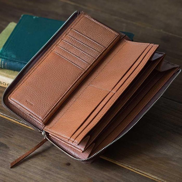 【ふるさと納税】【長財布】Zip long wallet　カラー：Red Brown【雑貨 ファッション 人気 おすすめ 】