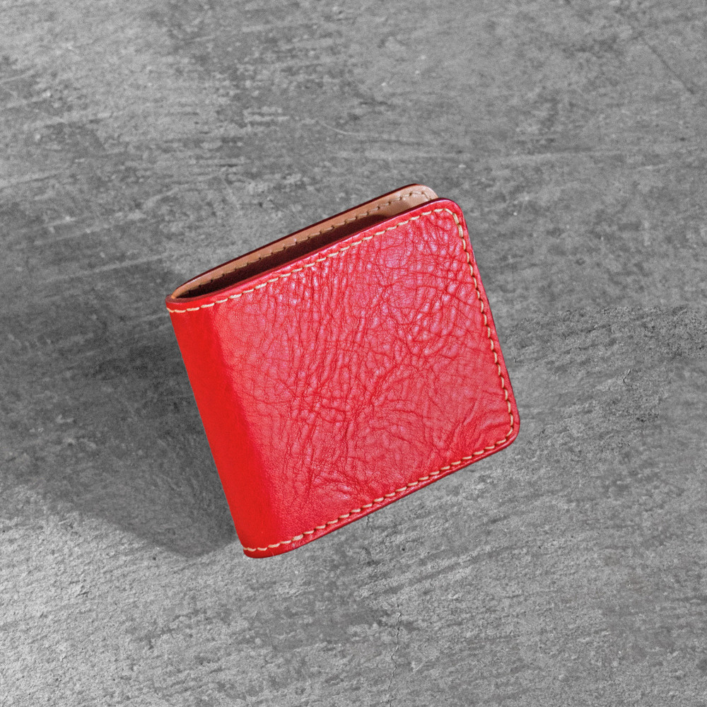 【ふるさと納税】栃木レザー使用｜やわらか本革二つ折り財布｜Half wallet 02C｜レッドminca（全7色）
