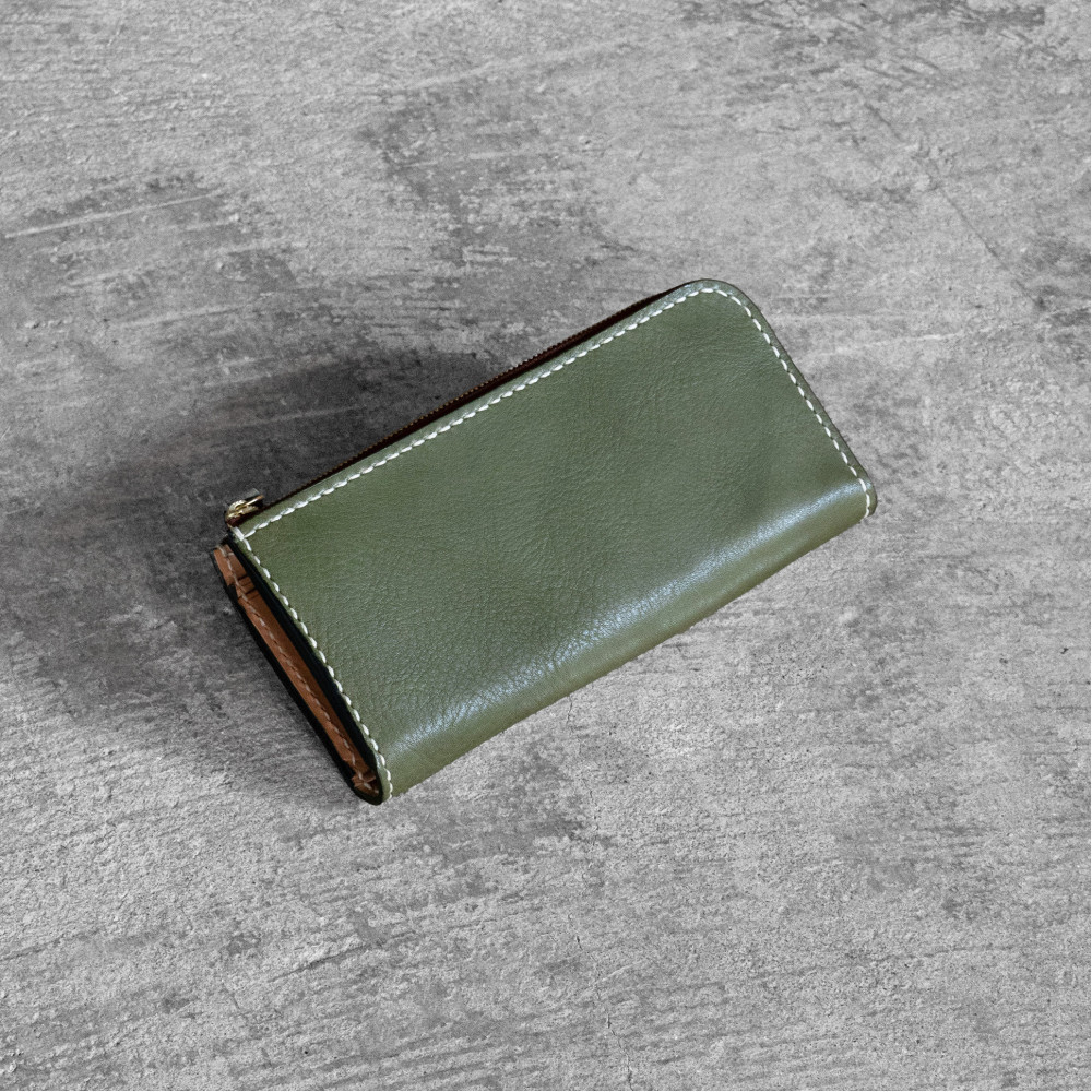 【ふるさと納税】栃木レザー使用｜やわらか本革Lジップ長財布｜Lzip wallet 02｜オリーブ｜minca（全7色）