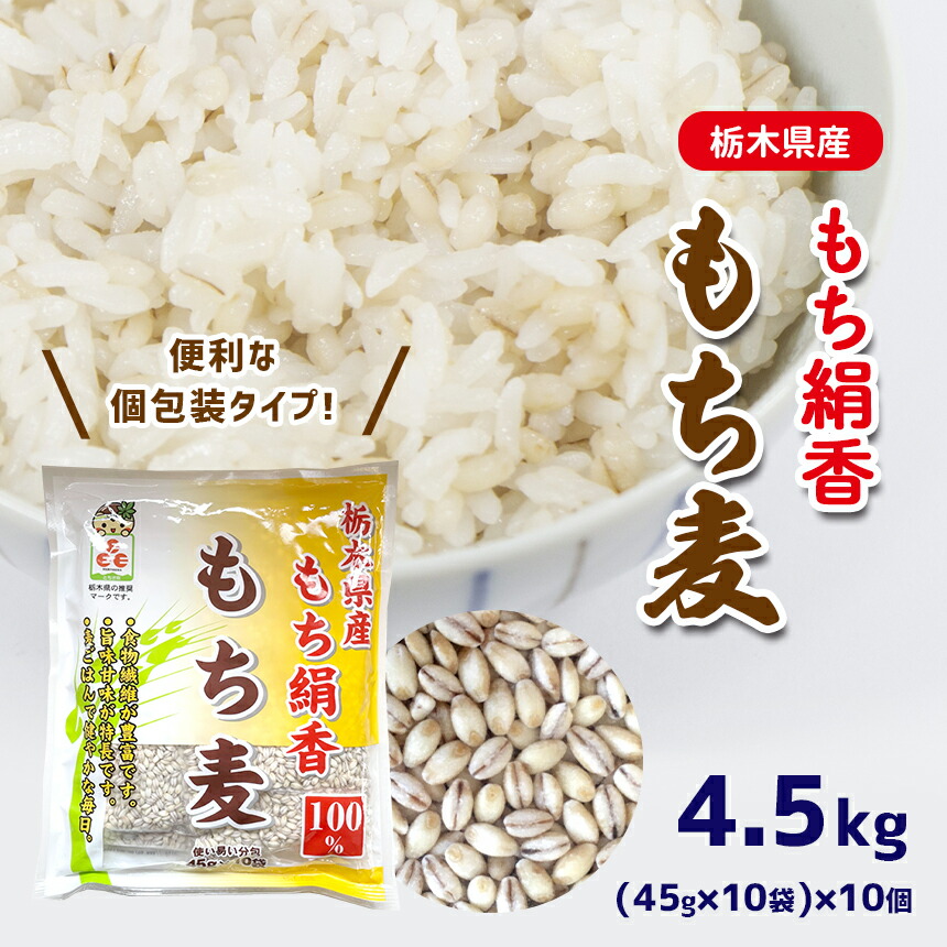 【ふるさと納税】 もち麦  (45g×10袋) × 10個 小袋 使いやすい 便利 スーパーフード 栃木県 真岡市
