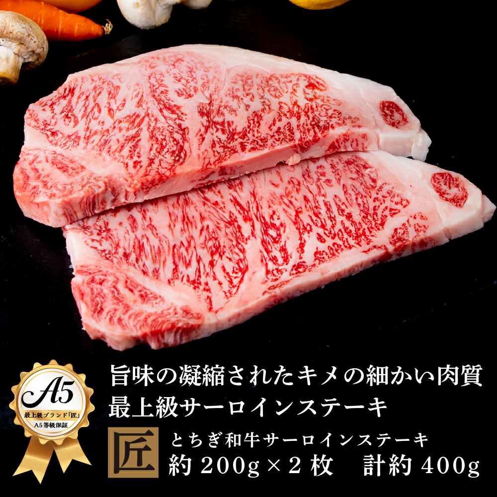 【ふるさと納税】とちぎ和牛 A5サーロイン 約200g×2枚 | 国産 和牛 牛 肉 生産者 認定 銘柄 A5 旨味 うまみ きめ細かい サシ 霜降り とろける 品質 柔らかく 美味しい おいしい 芸術品 特産品 栃木県 真岡市 送料無料 栃木県共通返礼品|栃木県真岡市