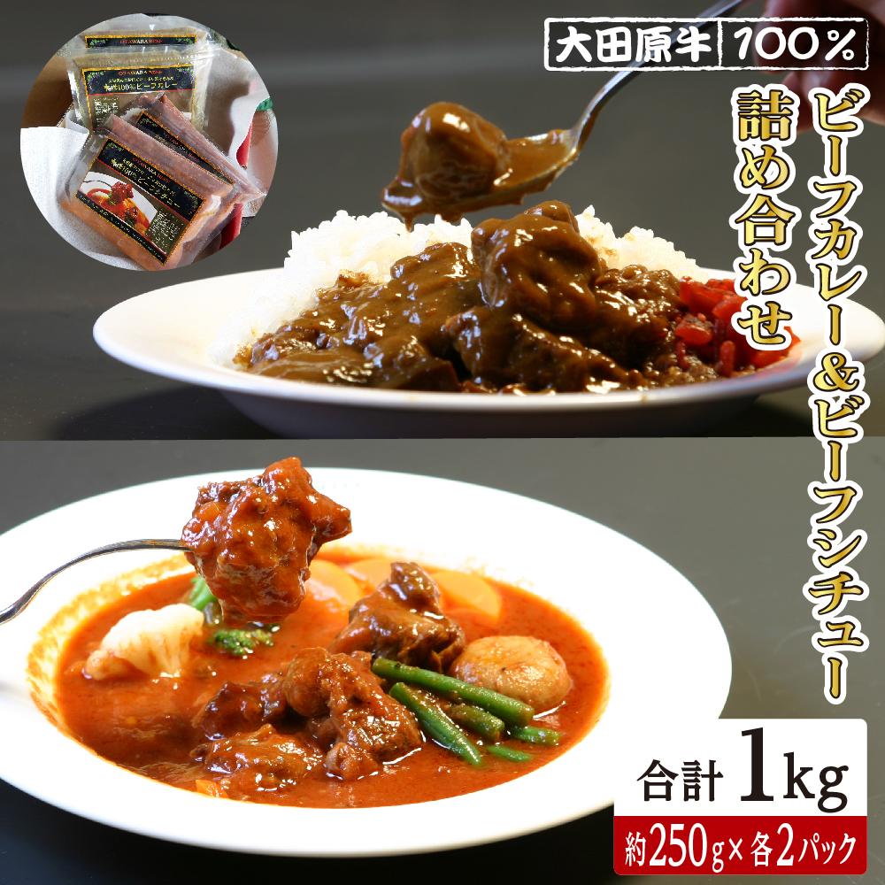 【ふるさと納税】大田原牛 100％ ビーフカレー＆ビーフシチュー 詰め合わせ 各2パックセット | レトルト カレー ビーフシチュー 和牛  牛肉  高級
