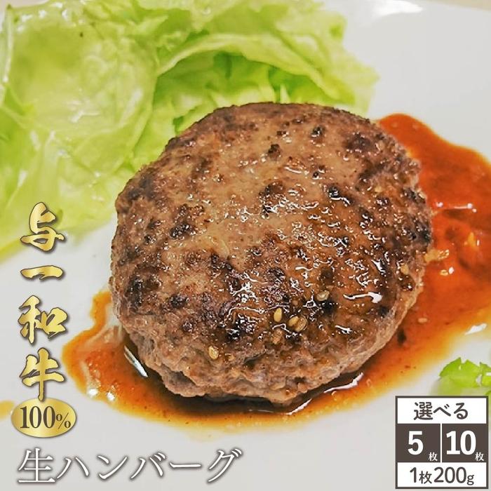【ふるさと納税】【選択可能】与一和牛 100%生ハンバーグ　200g&times;5～10枚入（計2kg）｜栃木県大田原市