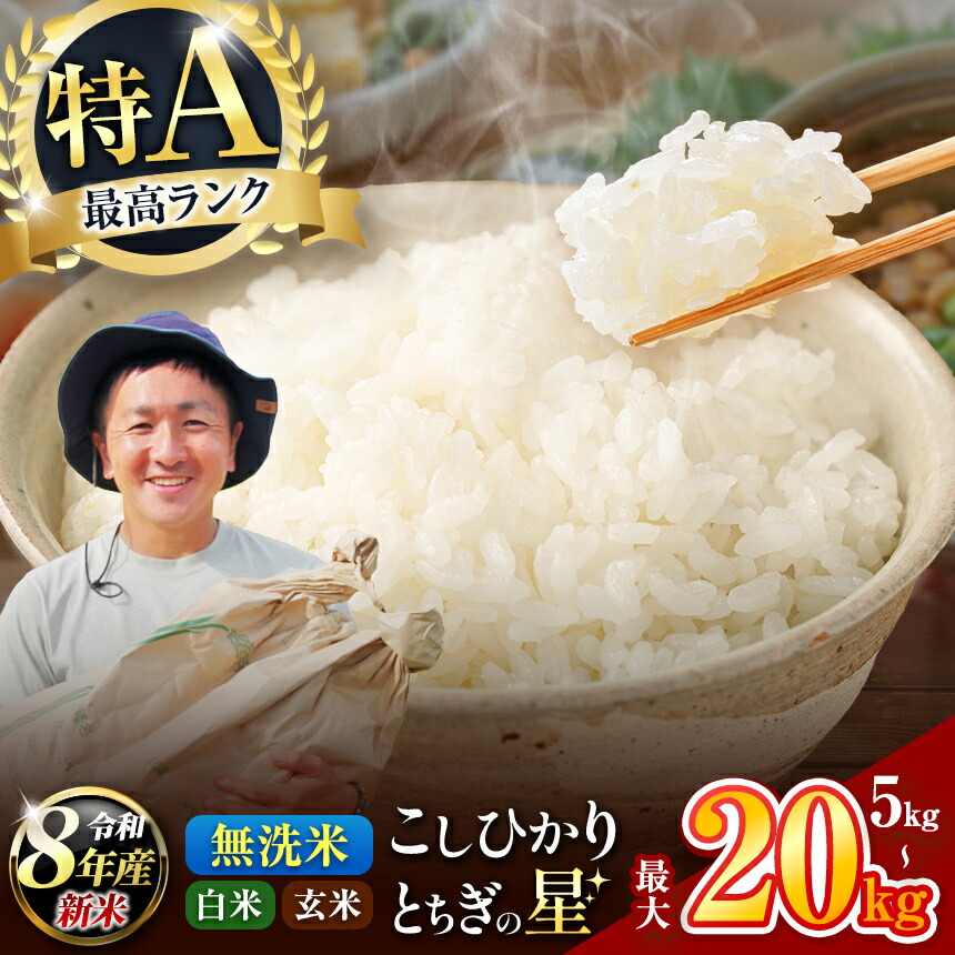 令和6年 栃木県産減農薬米コシヒカリ新米 20キロ【玄米】 【公式通販】