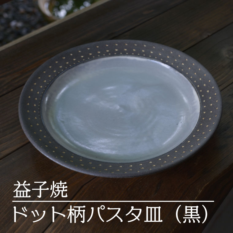【ふるさと納税】【益子焼】一点柄パスタ皿（黒）｜栃木県 益子町 ふるさと納税 焼き物 皿 お皿 パスタ皿 範囲相応う可 食洗器相応う可（AS004-2）