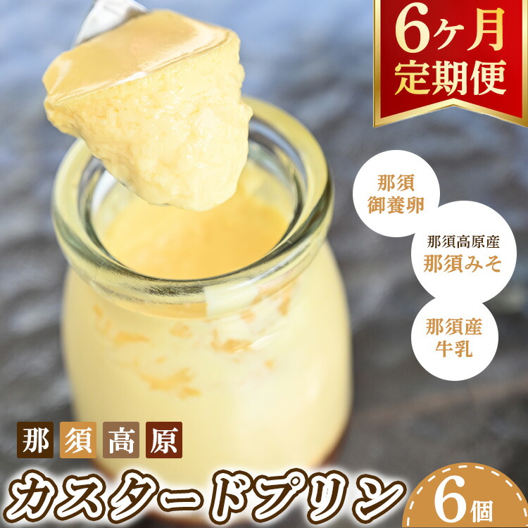 【ふるさと納税】【定期便6ヵ月】那須高原 カスタードプリン 6個入り｜プリン ぷりん 瓶入り スイーツ デザート お菓子 おかし 菓子 冷蔵 栃木県 那須町〔P-187〕 ※北海道・沖縄・離島への配送不可