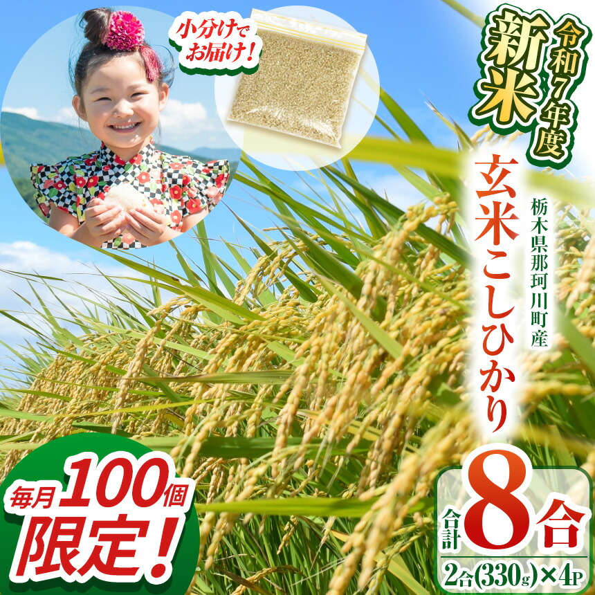 【ふるさと納税】【数量限定】【先行予約】新米 那珂川町産こしひかり 玄米 330g（2合分）×4 | こしひかり 新米 米 ごはん  ふっくら もちもち  ふるさと納税 那珂川町 栃木県