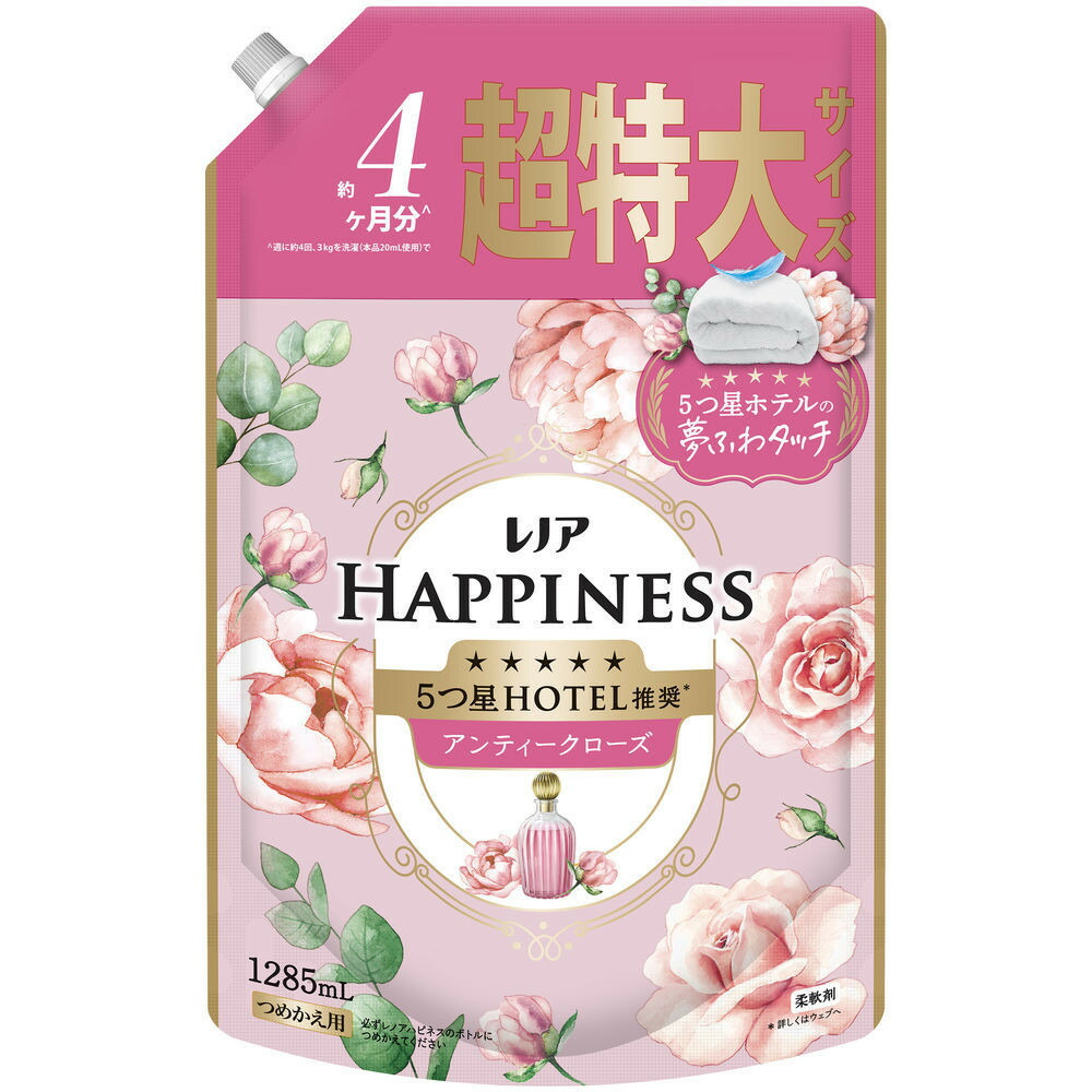 【ふるさと納税】レノアハピネス夢ふわタッチ華やかに香るアンティークローズ詰替用超特大サイズ　1,285mL×6個セット | 洗濯 洗剤 クリーナー 日用品 人気 おすすめ 送料無料
