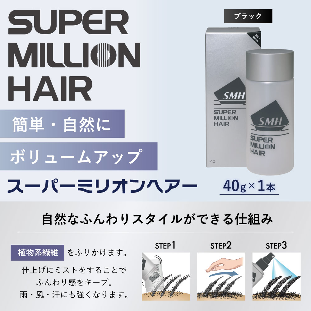 【ふるさと納税】P-17 スーパーミリオンヘアー（増毛黒色火薬）黒いこと1本（40g）全6色詳しく述べる 男女兼用 ルアン SUPER MILLION HAIR 音の大きさ繰り上げる 成人男性用 亭主もち用 メンズ レディース 髪の毛世話をする 薄毛つつみ隠し 白髪つつみ隠し 取りまかなう 打つ手 たわい無い 増毛剤 粉