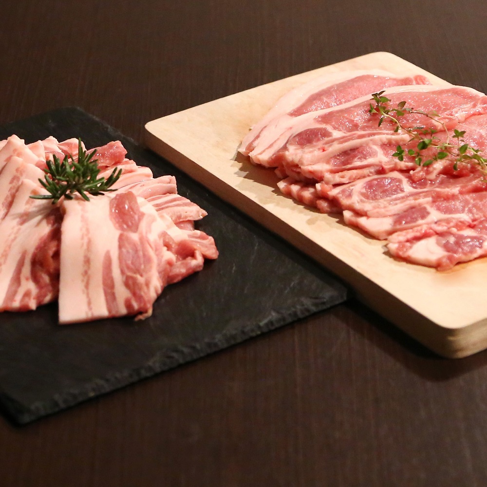 【ふるさと納税】特選精肉ギフトセット/焼肉・生姜焼き用コース／豚肉　ロース　バラ　中厚切り　1kg　豚肉セット　榛名十文字