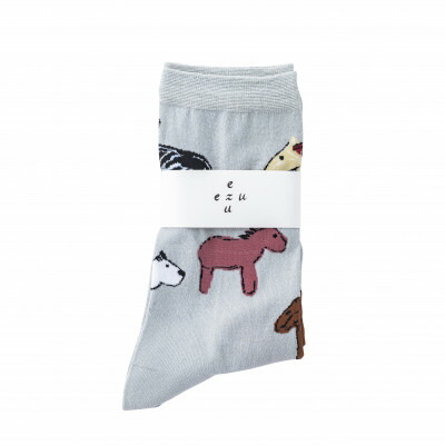 【ふるさと納税】【ezu】horses chattering socks ◆ソックス◆今めかしい◆ジャガード編み◆お馬【1735272】