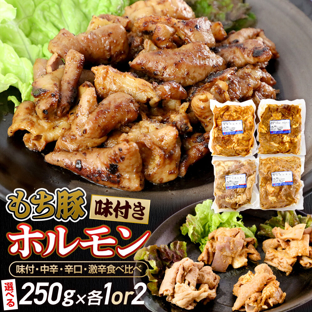 【ふるさと納税】群馬県産 もち豚ホルモン（250gパック小分け）【選べる容量 約1kg／約2kg】 4種の味付 食べ比べセット 豚肉 沼田市 特産品 肉の長門 [モチ もち ブタ ぶた 肉 ほるもん バラエティ 食べ比べ 味比べ] 7,300円