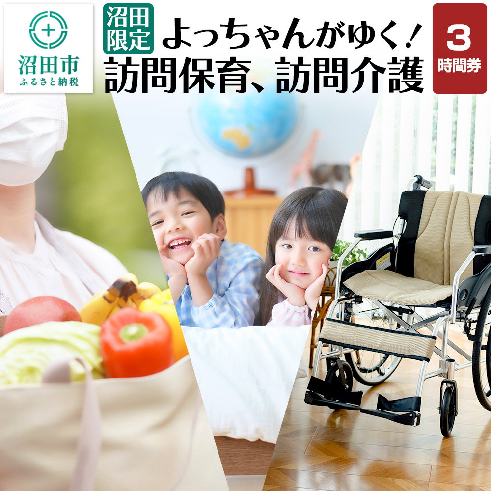 【ふるさと納税】《群馬県沼田市内限定》よっちゃんがゆく！訪問保育、訪問介護 3時間利用券