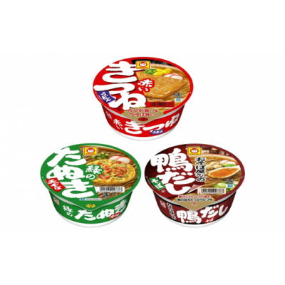 【ふるさと納税】赤いきつねうどん(東)・緑のたぬき天そば(東)・おそば屋さんの鴨だしそば　各12食セット【1335772】