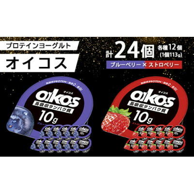 【ふるさと納税】ダノン オイコス 脂肪0 2種詰め合わせセット(ブルーベリー12個・ストロベリー12個)【配送不可地域：離島・沖縄県】【1565573】