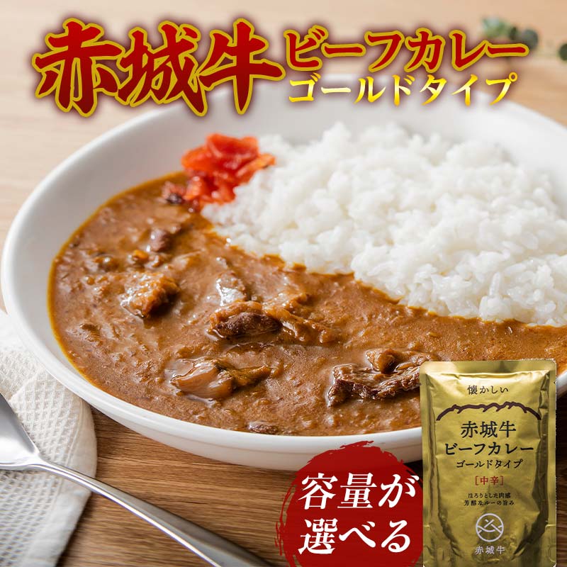 【ふるさと納税】赤城牛 ビーフカレー ゴールドタイプ 200g 容量が選べる カレー レトルト 牛肉 銘柄牛 赤城牛 長期保存 群馬 渋川市  F4H-0118var