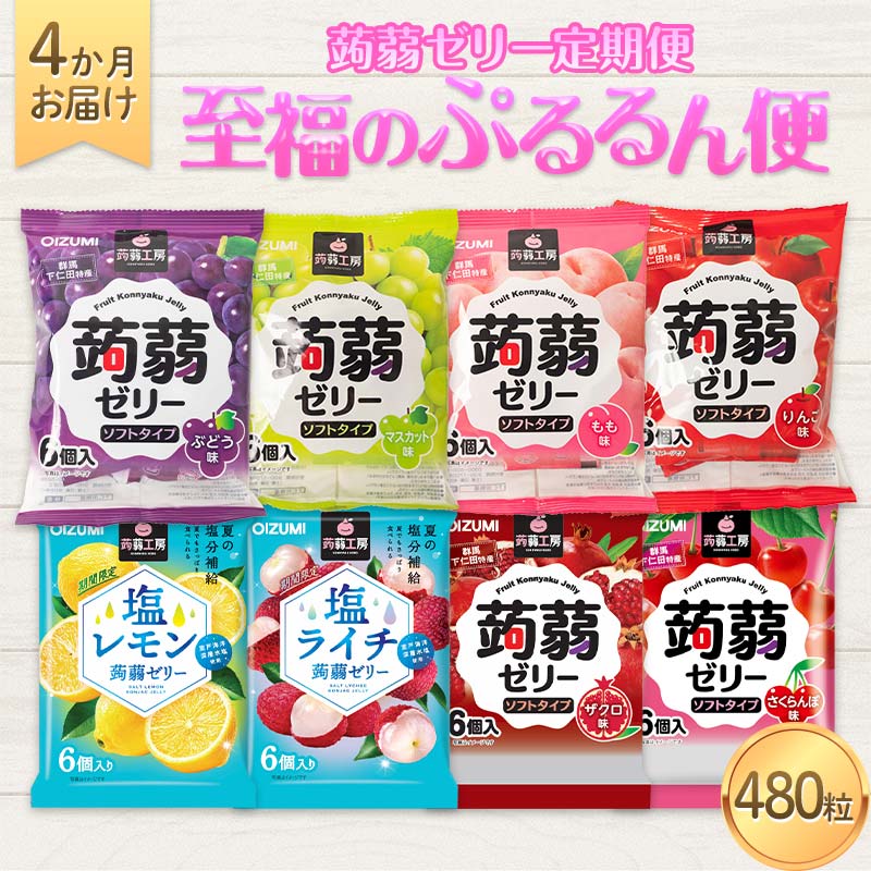 【ふるさと納税】 4か月連続お届け蒟蒻ゼリー定期便 480粒 至福のぷるるん便 F21K-470