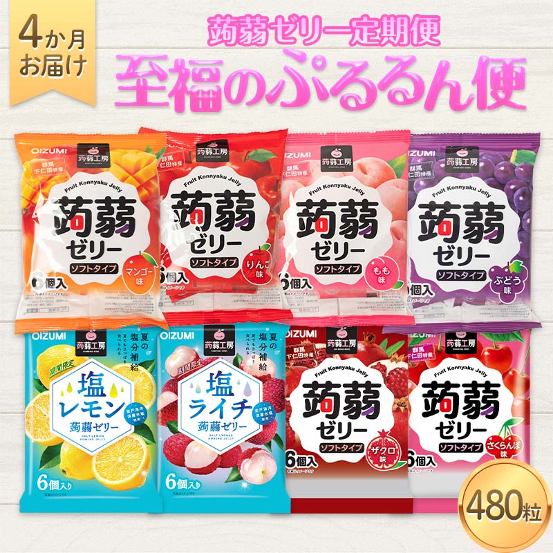 【ふるさと納税】 4か月連続お届け蒟蒻ゼリー定期便 480粒 至福のぷるるん便 F21K-472