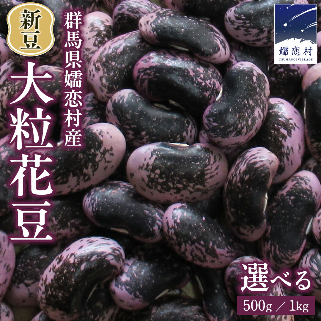 【ふるさと納税】 【2025年 11月上旬 発送開始】 ＜ 選べる 内容量 ＞ 新豆 嬬恋村 浅間高原特産【 大粒 】乾燥 花豆 500g or 1kg 先行予約 花まめ 花豆 群馬 黒豆 煮豆 おせち 数量限定