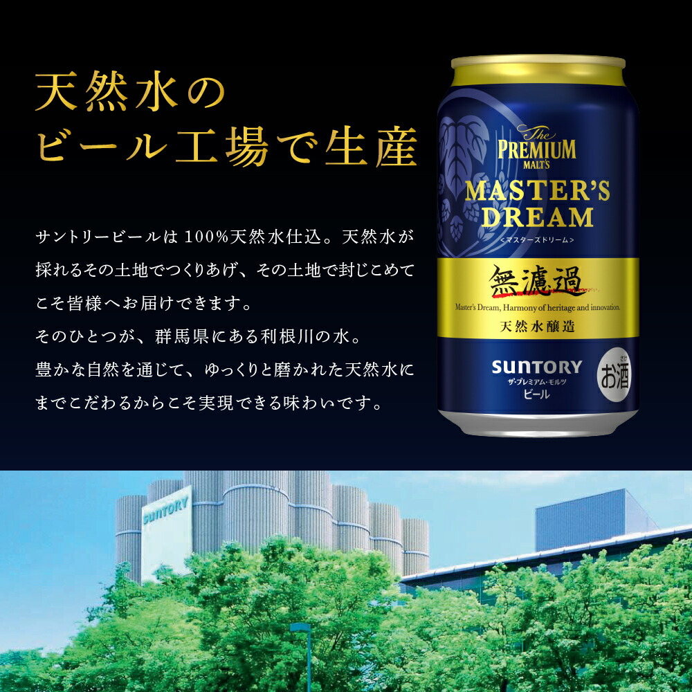 【ふるさと納税】【6ヵ月定期便】サントリーマスターズドリーム350ml×24本6ヶ月コース(計6箱)《お申込み月の翌月中旬から下旬にかけて順次出荷開始》【サントリービール】<天然水のビール工場>