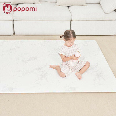 【ふるさと納税】popomi 抗菌もちもちプレイマット　モダンべージュ&マーブル　140×200×1.6cm【1653068】 90,000円