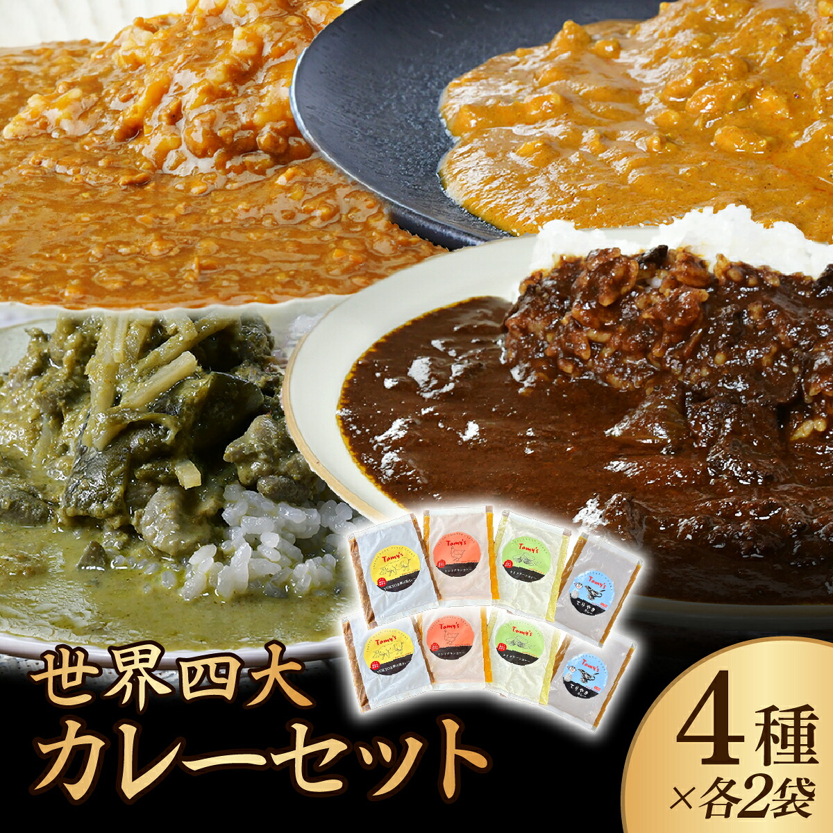【ふるさと納税】カレー 冷凍カレー 世界四大カレーセット 4種&times;2袋 タミー食品 | カレー 冷凍カレー 保存食 常備食 ギフト 自宅用 おいしい おすすめ 埼玉県 所沢市｜埼玉県所沢市 8,580円