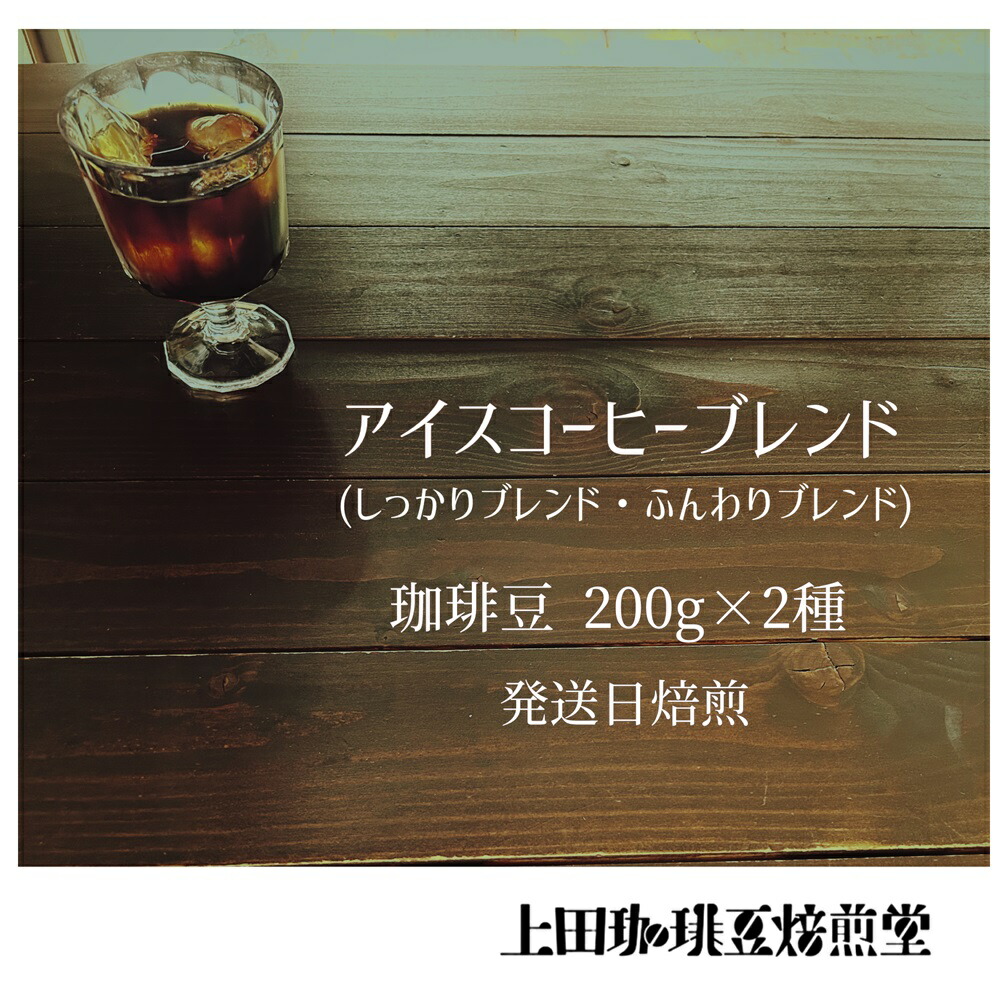 【ふるさと納税】【上田珈琲豆焙煎堂】珈琲豆 アイスコーヒーブレンド 200g×2種 セット 【豆】　お届け：発注から2週間程度 HNNBM005