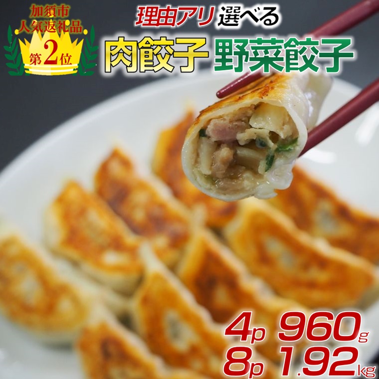 【ふるさと納税】【訳あり】食べ比べ餃子セット（冷凍　肉・野菜餃子）：4パック or 8パック画像