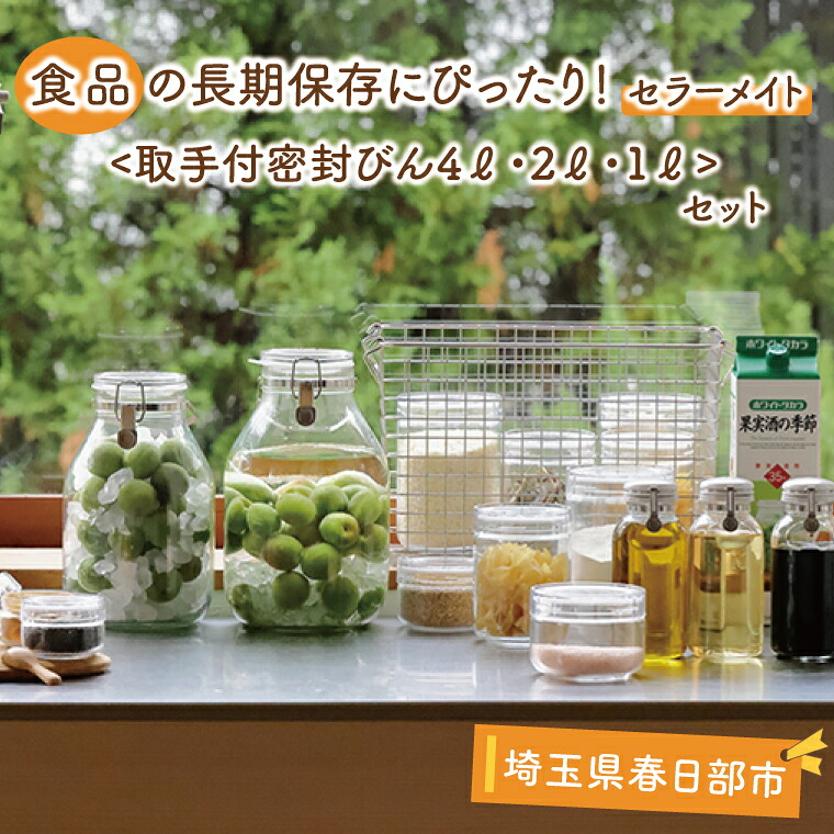 【ふるさと納税】食品の長期保存にぴったり！　セラーメイト取手付密封びん4L・2L・1Lセット（BO003-2）