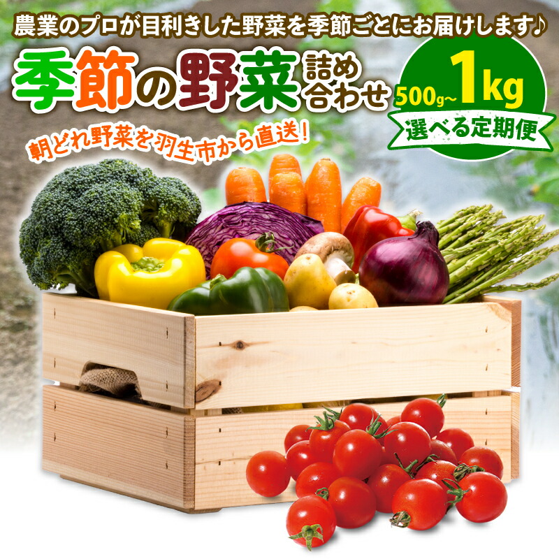 【ふるさと納税】 季節 野菜 詰め合わせ 選べる容量 500g 1kg 定期便 3回 ~ 12回 果物 産地直送 フルーツトマト ほうれんそう 白菜 キャベツ ブロッコリー そら豆 ヤングコーン とうもろこし 枝豆 ピーマン パプリカ ナス オクラ キュウリ 風の子ファーム 埼玉県 羽生市