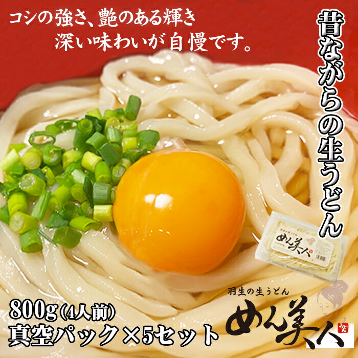 めん美人 生うどん ８００ｇ ４人前 ５パックセット 【公式】