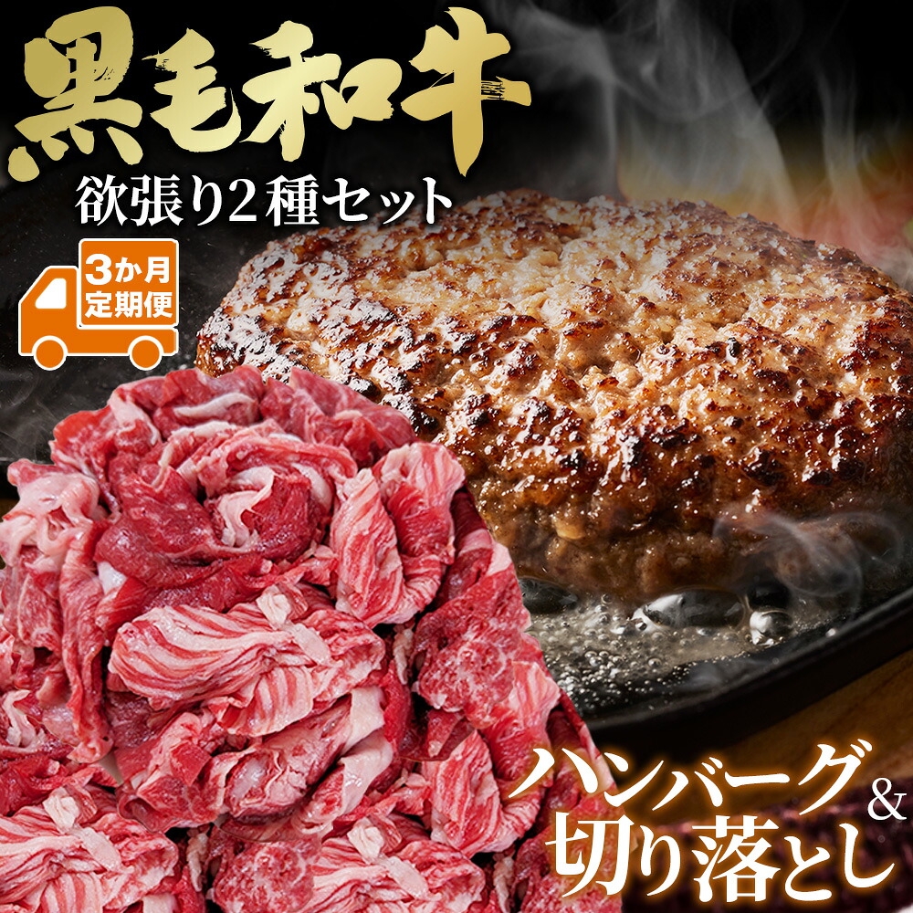 【ふるさと納税】【3か月定期便】黒毛和牛欲張りセット（切り落とし250g・ハンバーグ 120g&times;8個） ／ 黒毛和牛 和牛定期便 牛肉定期便 黒毛和牛切り落とし 和牛ハンバーグ ハンバーグ8個 牛肉セット 小分け すき焼き用 炒め物用 お取り寄せ肉 送料無料 埼玉県 No.634｜埼玉県鴻巣市