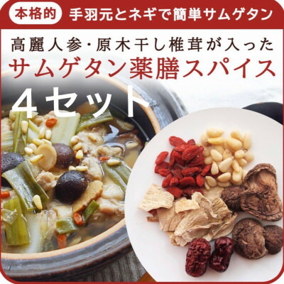 【ふるさと納税】貫井園の薬膳ミックス  参鶏湯(サムゲタン)  高麗人参入り  3～4人前(1回分×4袋)【1409689】