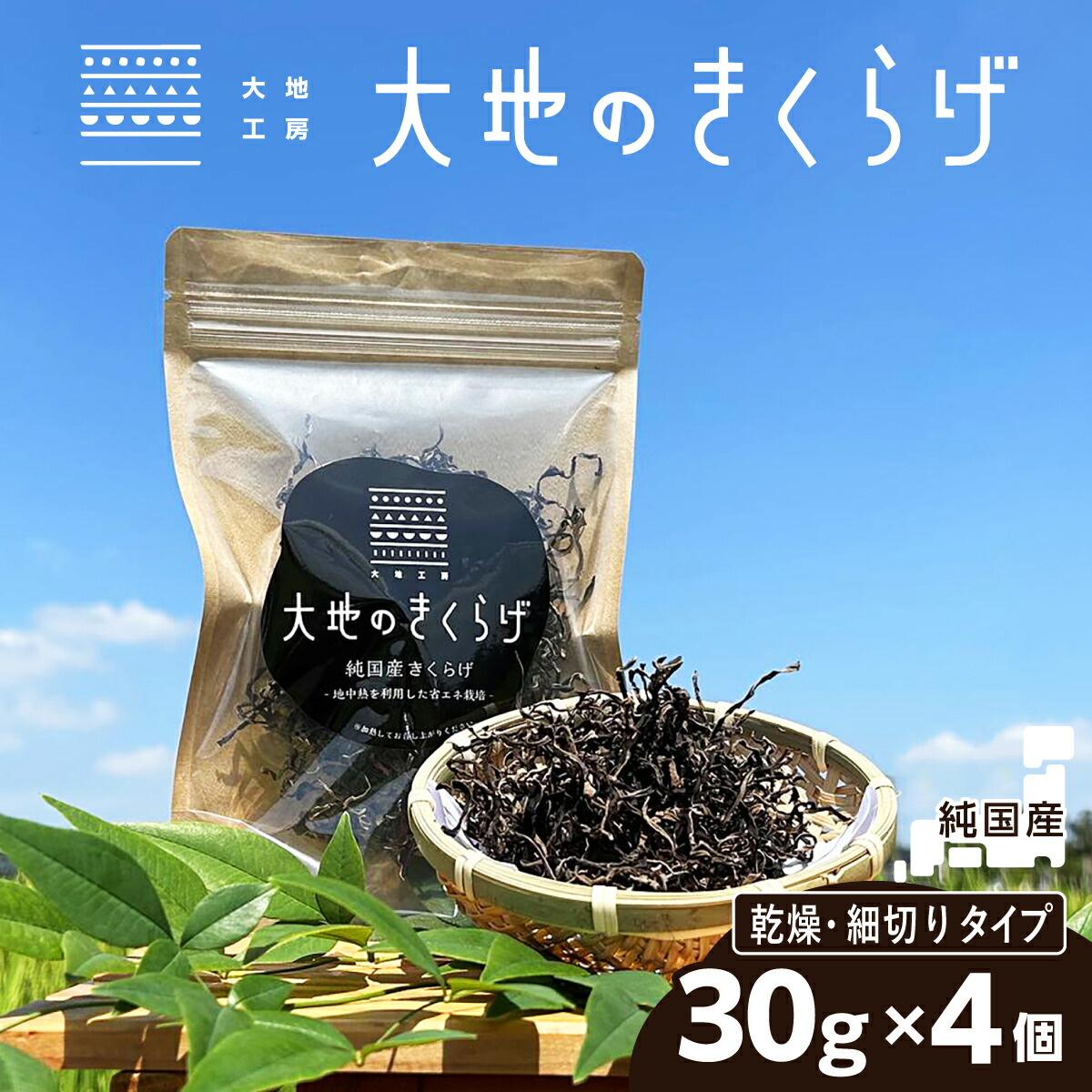 【ふるさと納税】国産 乾燥 きくらげ 細切りカット 30g × 4個 セット 大地のきくらげ | キクラゲ 120g 木耳 乾物 細切り カット 使いやすい 乾燥食材 食物繊維 鉄分 ビタミンD 食材 肉厚 旨み 料理 惣菜 おかず 中華 料理 野菜 埼玉県 桶川市|埼玉県桶川市