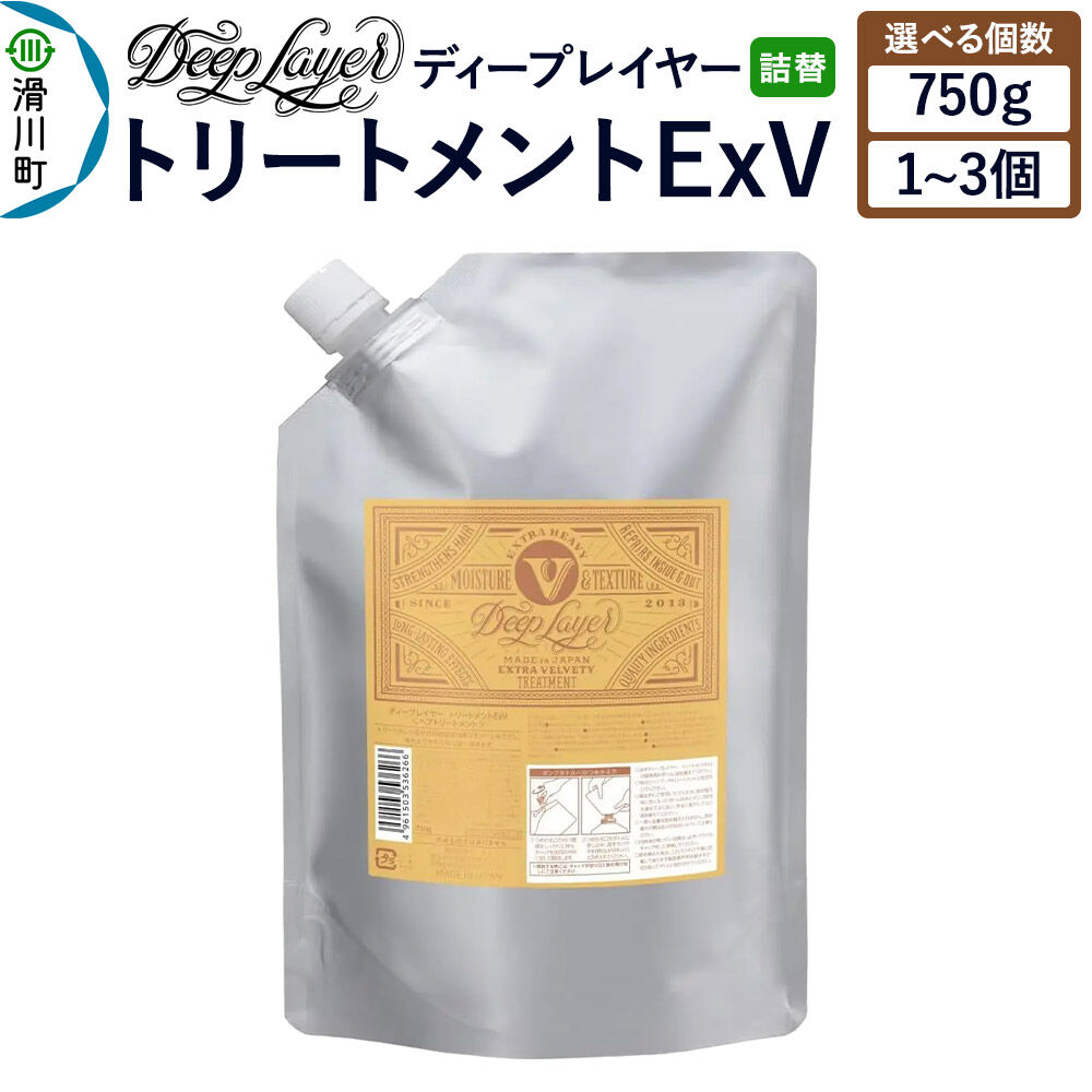【ふるさと納税】DeepLayer ディープレイヤー トリートメント ExV 【詰替】 750g【選べる個数】 [まとまり パサつき なめらか 手触り スルスル髪 ふんわり 細毛 軟毛 ダメージ毛 ブリーチ毛 リンス コンディショナー]｜埼玉県滑川町
