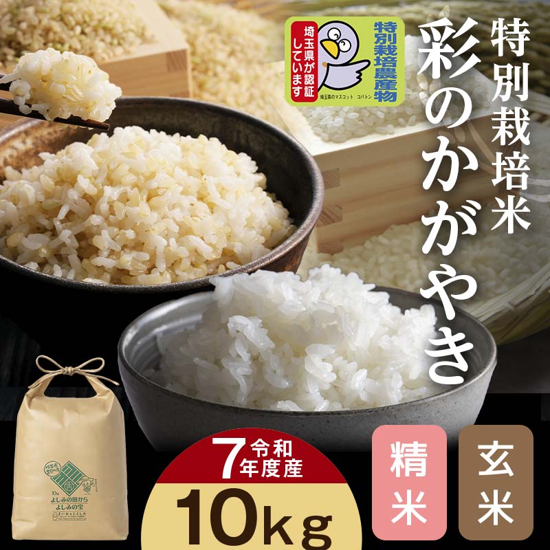 【ふるさと納税】【令和7年産】埼玉県比企郡吉見町産 特別栽培米 彩のかがやき 【玄米】【精米】10kg｜埼玉県吉見町