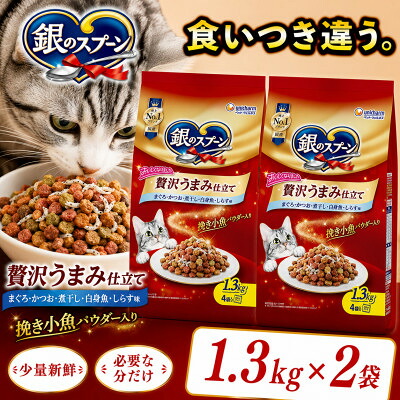 【ふるさと納税】銀のスプーン 贅沢うまみ仕立て まぐろ・かつお・煮干し・白身魚・しらす味 1.3kg(2袋/6袋)【G1732792】｜埼玉県上里町