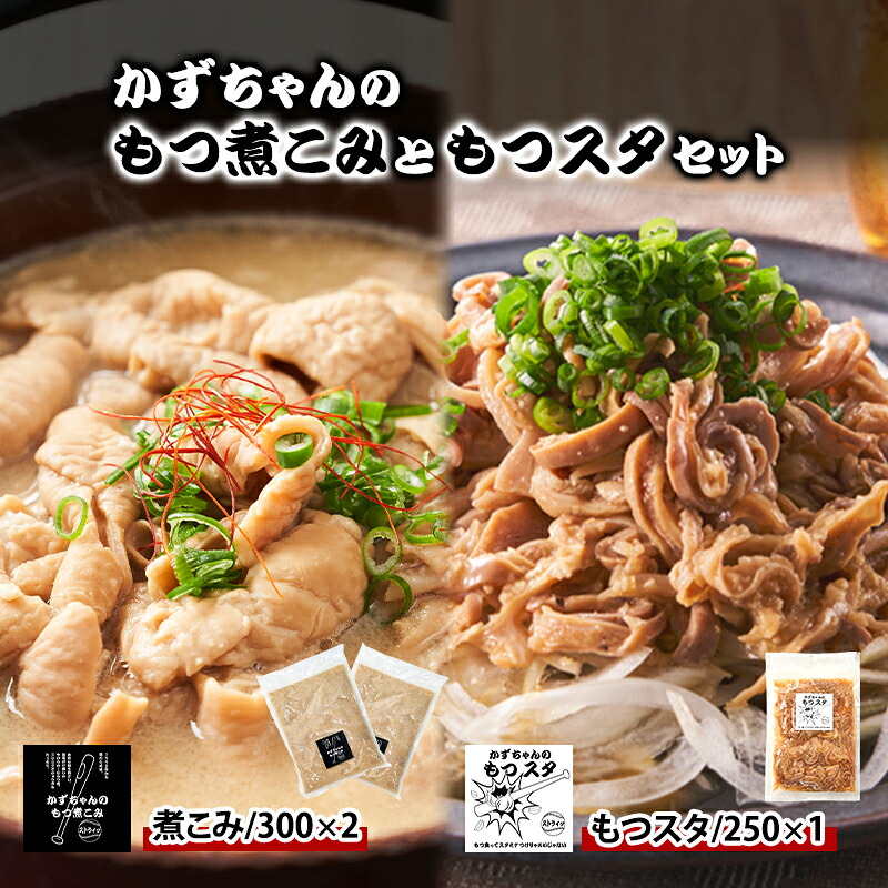 【ふるさと納税】かずちゃんのもつ煮こみともつスタセット【300g×2袋,250g×1袋】惣菜 千葉県 千葉市 お取り寄せグルメ 球場グルメ 球場名物 おかず おつまみ 酒の肴 国産豚 ホルモン もつ 本格的
