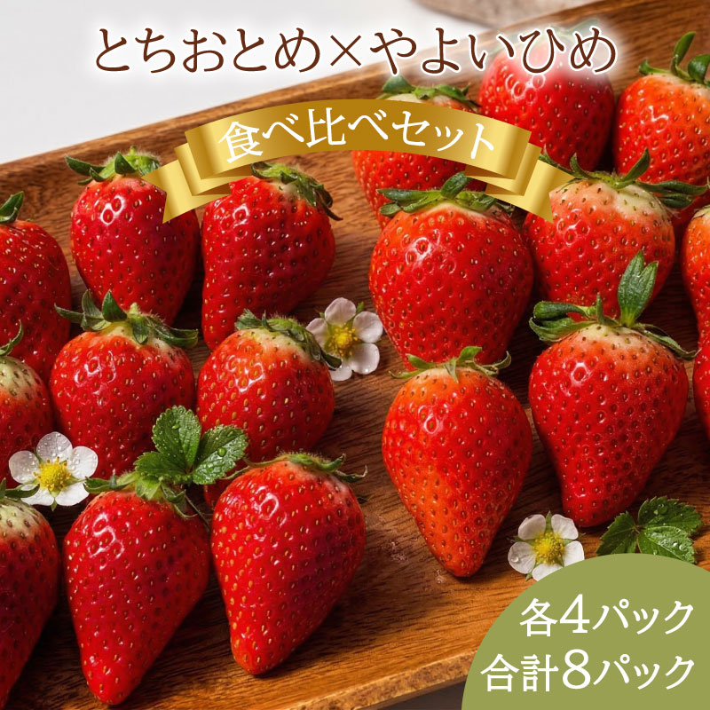 【ふるさと納税】 いちご 約2kg とちおとめ やよいひめ 2種類 食べ比べセット (250g × 8パック) 各4パック 苺 ストロベリー ジャム ゼリー ケーキ いちご大福 ショートケーキ 期間限定 ふるさと納税いちご 冷蔵 人気 送料無料 千葉県 銚子市 神原いちご園 1月~5月上旬発送