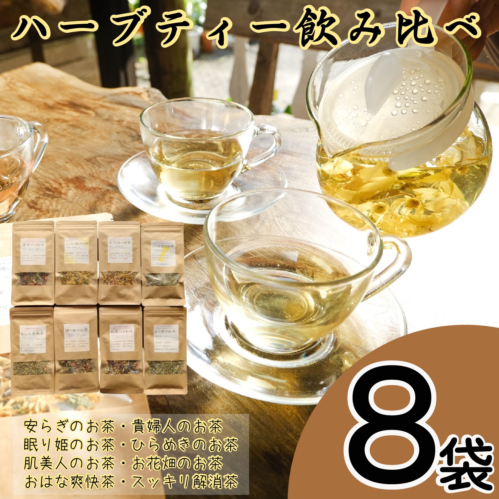 【ふるさと納税】 オリジナルブレンド ハーブティー 8種セット ハーブ お茶 ティー リラックス アロマ フレーバー ラベンダー カモミール ローズ レモン グラス ジャスミン 紅茶 飲み比べ 美容 健康 産後 マタニティ 育児 お取り寄せ 千葉県 銚子市 ハーブガーデン・ポケット｜千葉県銚子市