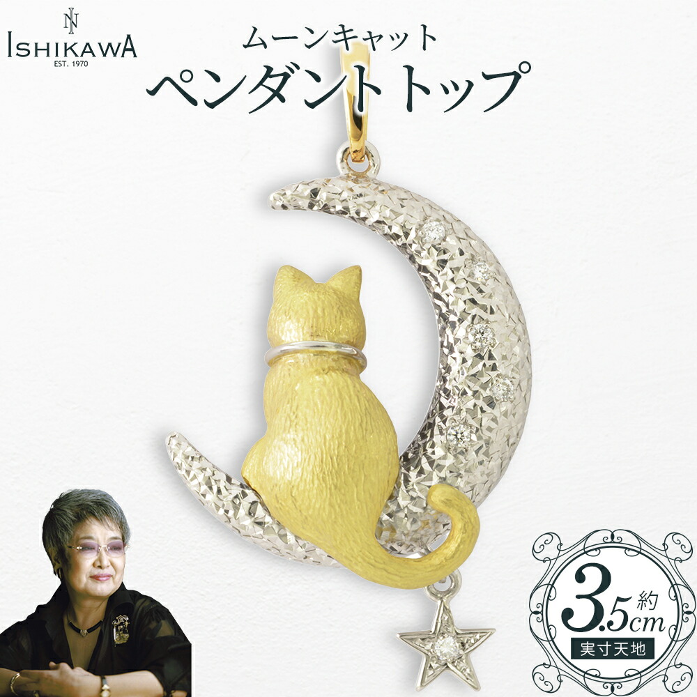 【ふるさと納税】【NOBUKO ISHIKAWA（ノブコイシカワ）】ムーンキャット ペンダントトップ　【12203-0399】 アクセサリー 宝石 ダイヤモンド