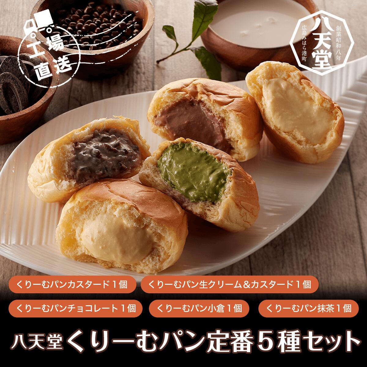 【ふるさと納税】＜工場直送＞八天堂くりーむパン定番５種セット ふるさと納税  パン クリームパン 千葉県 木更津市 送料無料 KBS003