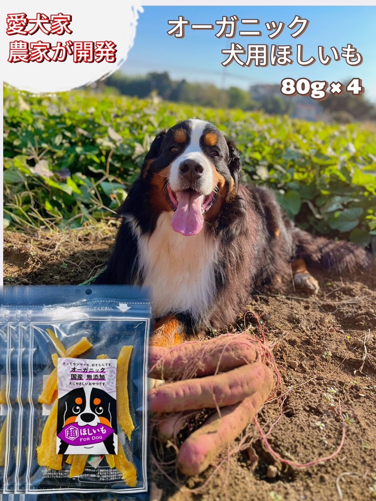 【ふるさと納税】 犬用オーガニックほしいも 80g×4 ／ 犬用お兄ちゃん しっとり もの柔らかめ 愛犬 愛玩動物 干芋 干し芋 さつまいも 薩摩芋 芋 分かりやすい 原料品 気取らない 貨物輸送無料 千葉県 No.333 犬用品-その他-おやつ