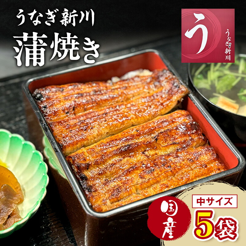 【ふるさと納税】うなぎ新川 蒲焼き（国産中サイズ）5袋入り 鰻 うなぎ蒲焼 蒲焼 国産 国産うなぎ 三河一色産 タレ付き うな重 冷凍 成田市 千葉県