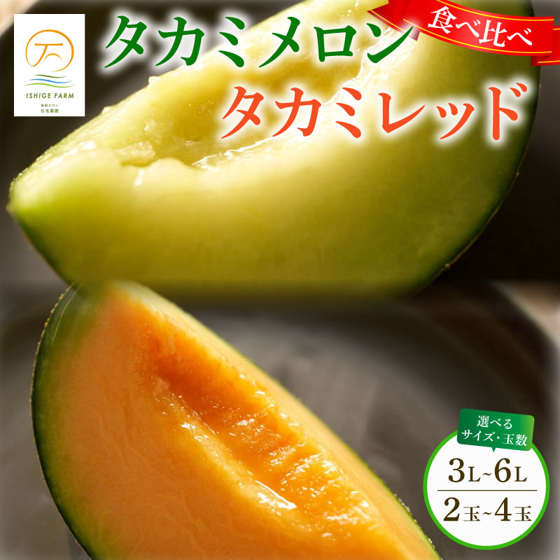 【ふるさと納税】 ＜2026年 先行予約 ＞ タカミメロン 選べる 青肉 赤肉 セット 2玉 ～ 4玉 (3L～6Lサイズ) 6月 7月 発送 産地直送 メロン ギフト ボックス 食べ比べ 高級 ブランド 糖度 タカミレッド 飯岡メロン ブランドメロン 贈り物 贈答 果物 千葉県 旭市 石毛農園