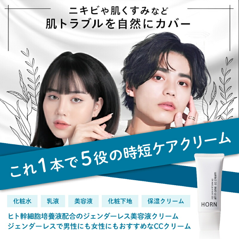 【ふるさと納税】 オールインワンCC皮膚軟化剤  HORN（ 唐人笛 ） オールインワンCC皮膚軟化剤 50g×2本 美容液 皮膚軟化剤 ジェンダーレス 時短 世話をする 素はだ世話をする かざり付ける 根拠 声の調子引きあげる 肌 千葉県 旭市 株式会社HORN